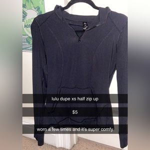 LuLu Dupe Black Half Zip-Up